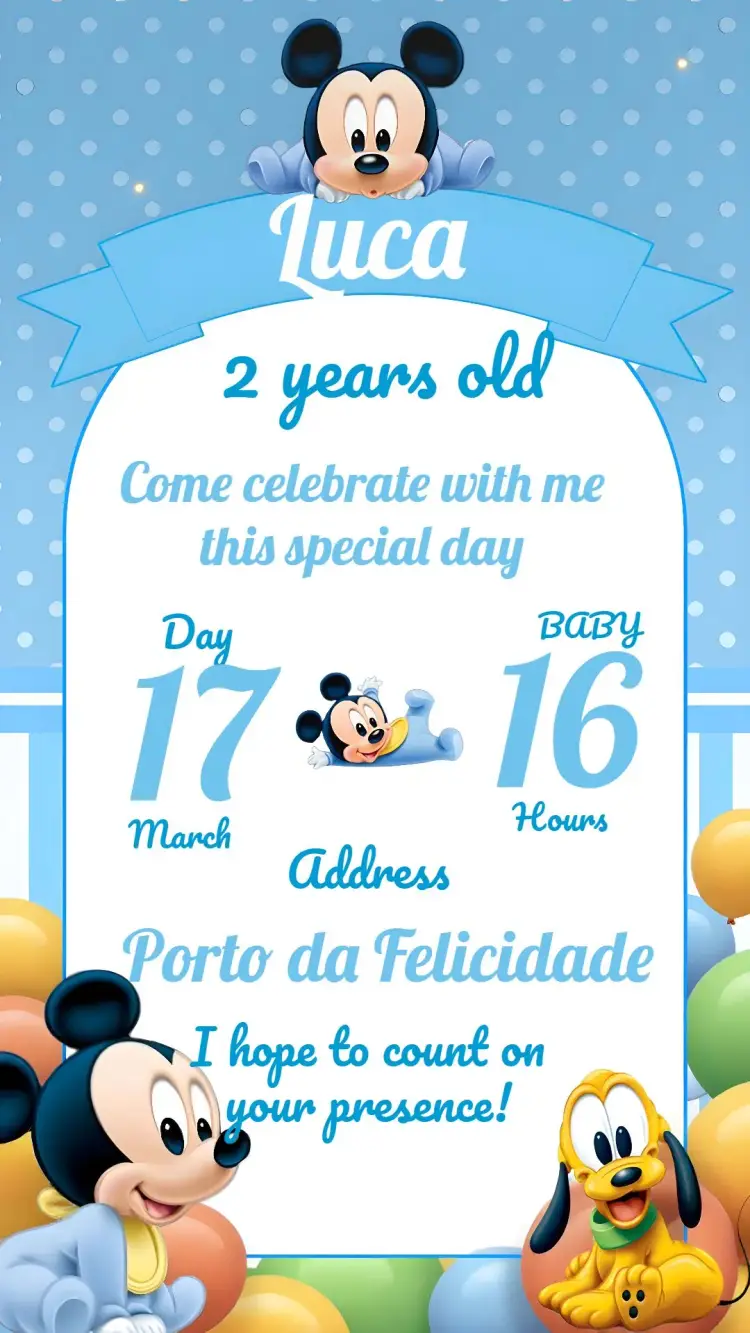 Mickey Mouse Baby Tunes invitation