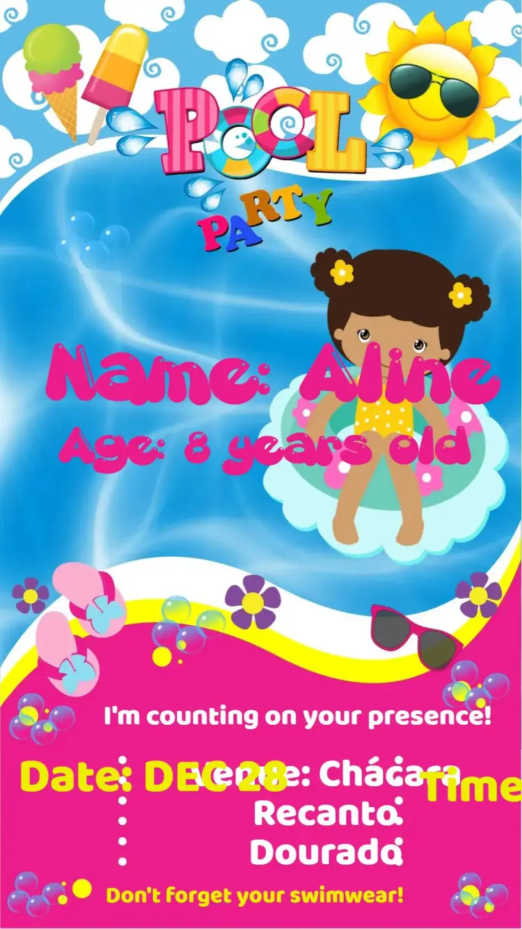 Invite Pool Party editable and customizable