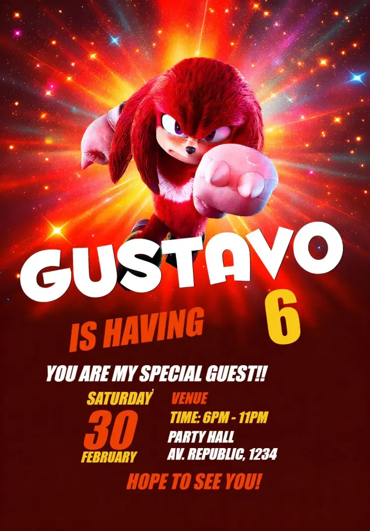 Sonic 3 Knuckles Shadow invitation