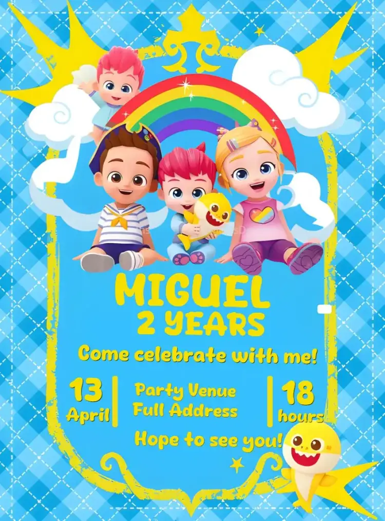 Invitation Bebefinn Baby – Kids' Birthday Party theme colorful, playful, marine, kids, modern