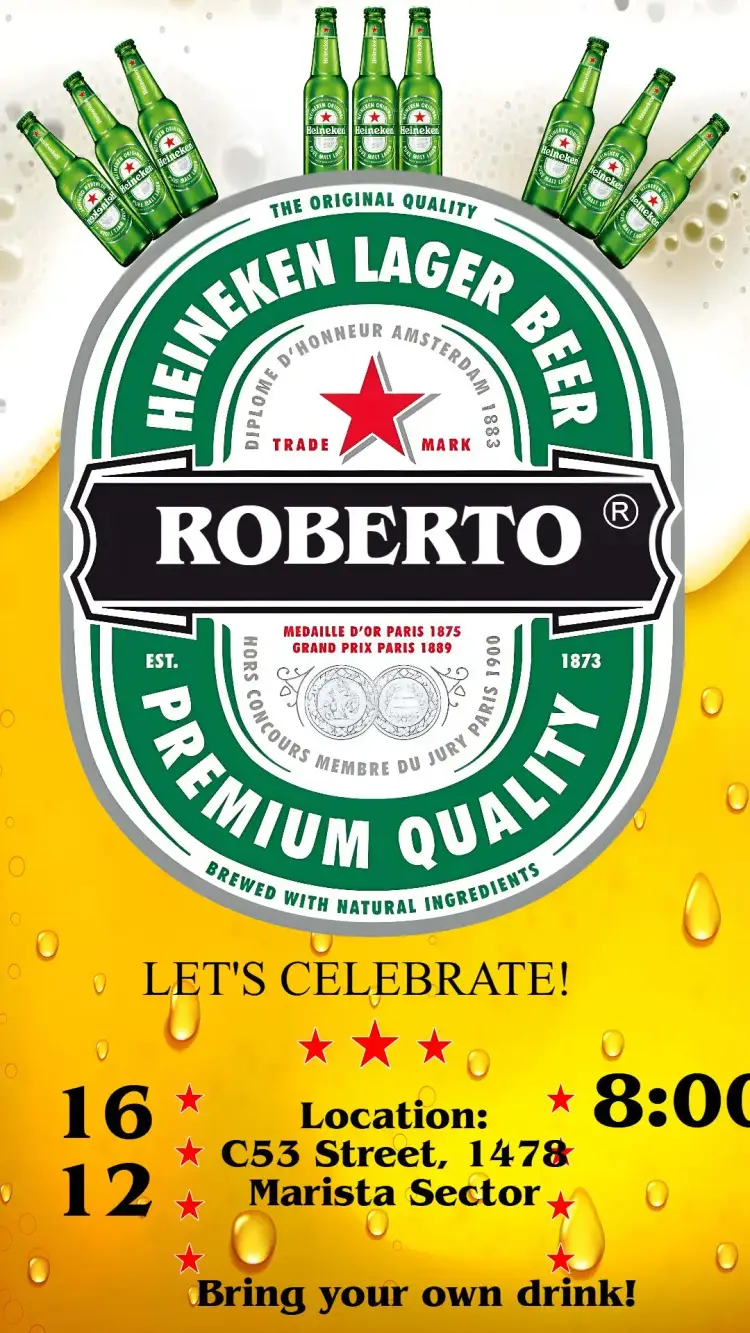 Invitation Boteco Bar – Birthday theme rustic style, warm colors, bar graphic elements, casual, relaxed, vintage style