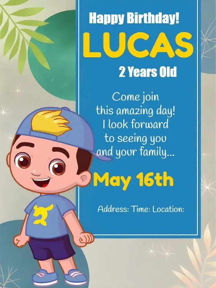 Invitation Luccas Neto Camp – Kids' Birthday Party theme colorful, childlike, camping, fun-filled, cartoon-themed, Luccas' crew