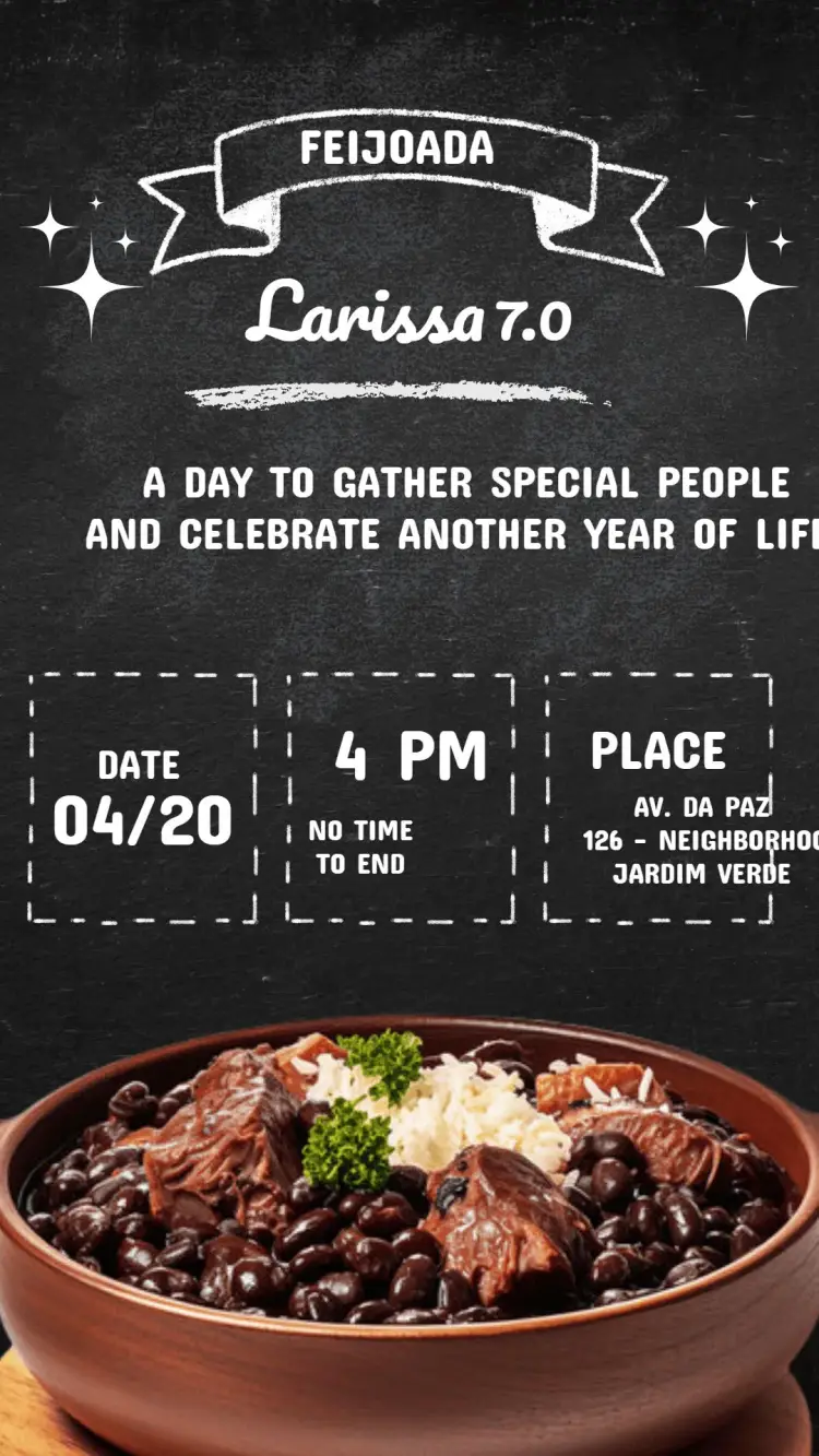 Invite Chalkboard Feijoada Adult Party editable and customizable