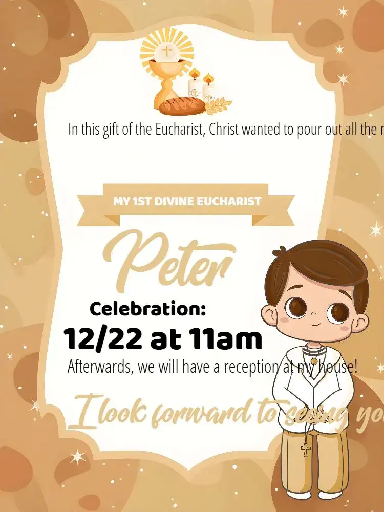 First Communion Eucharist Boy Church