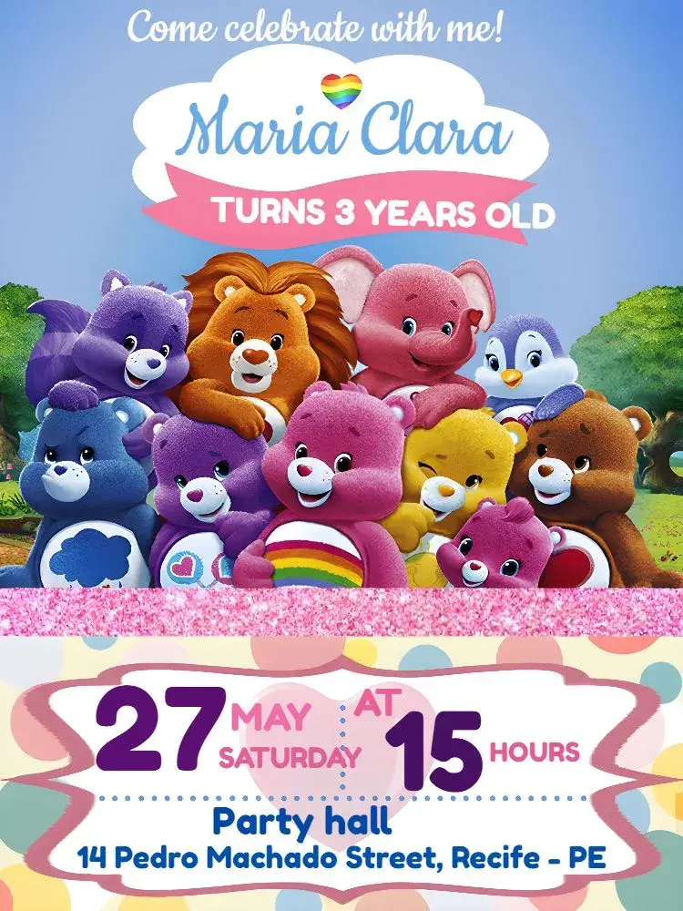 Care Bears White invitation