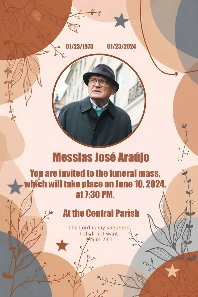 Invitation Seventh Day Mass With Photo 7 – Commemorative Dates theme elegant, sober, minimalist, classic, photographic, pastel