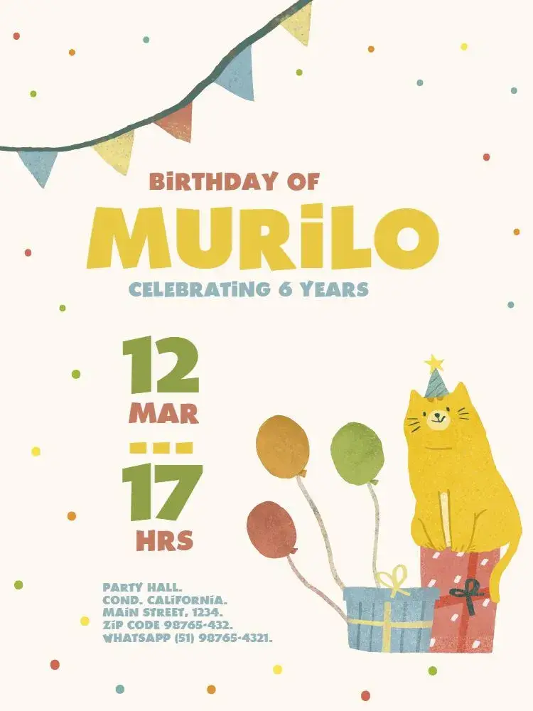 Playful Cat Pet invitation