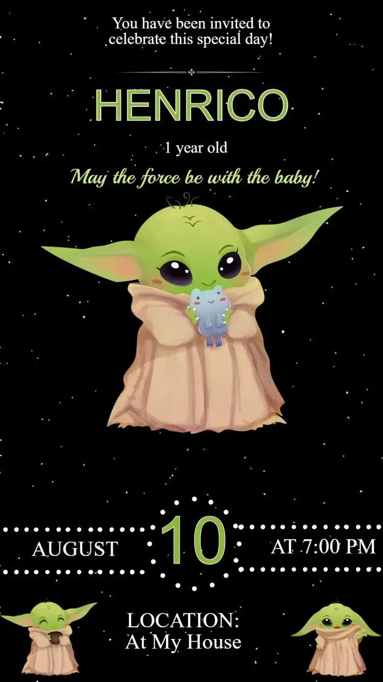 Baby Yoda Birthday Invitation