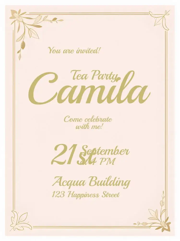 Invitation Bridal Shower Tea Party – Bridal Shower theme white, golden, elegant, modern, minimalist, romantic