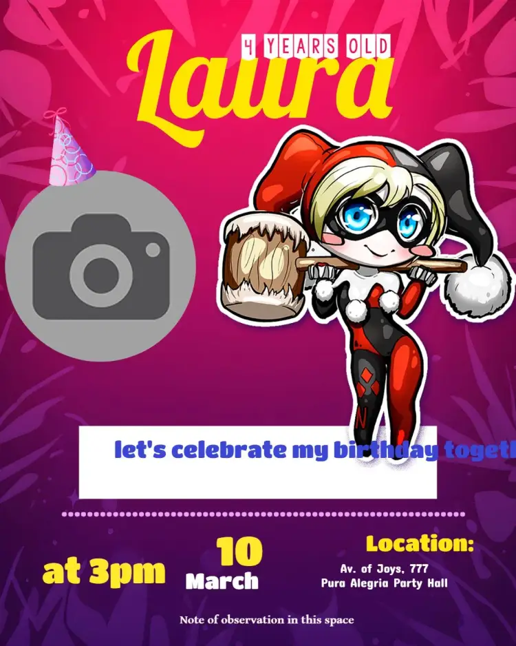 Harley Quinn With Alice Photo invitation
