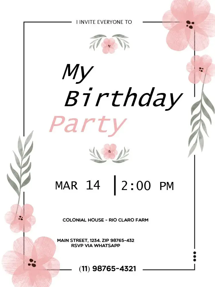 Female Floral Girl invitation