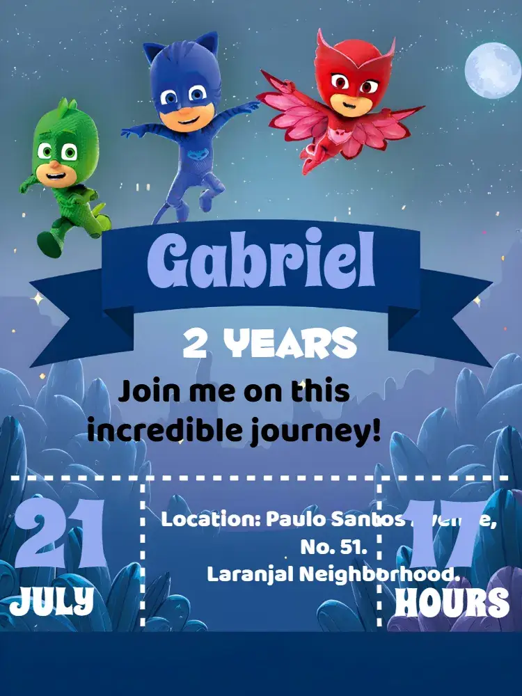 Pj Masks Owlette invitation