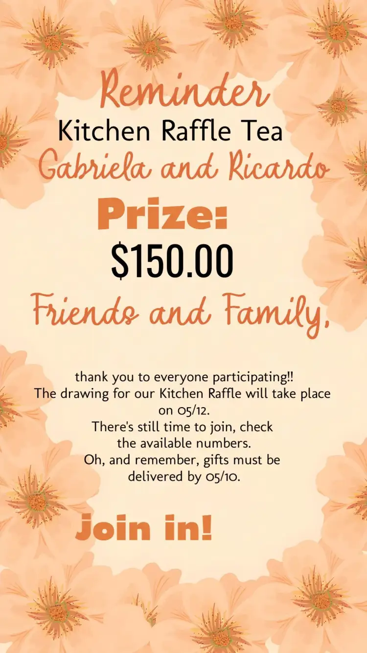 Invitation Reminder Tea Raffle Kitchen Light Floral – Bridal Shower theme floral, light tones, modern, cozy, minimalist, natural