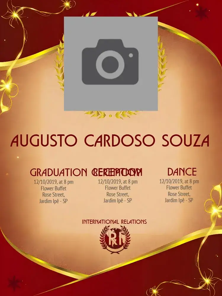 Graduation International Relations With Golden Photo invitation