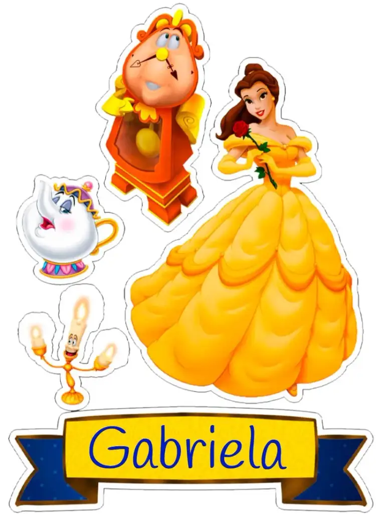 Invitation Top Of Cake The Beauty And The Beast Colorful – Baptism theme colorful, childlike, fantasy-themed, playful, vibrant