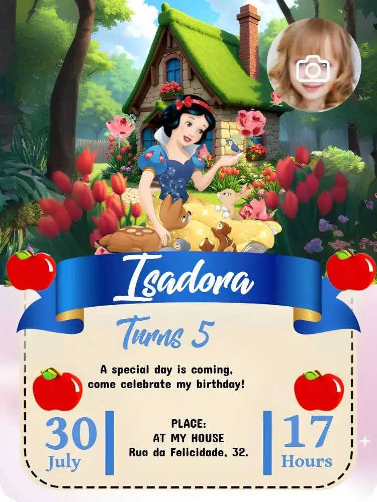Snow White With Girl's Photo invitation