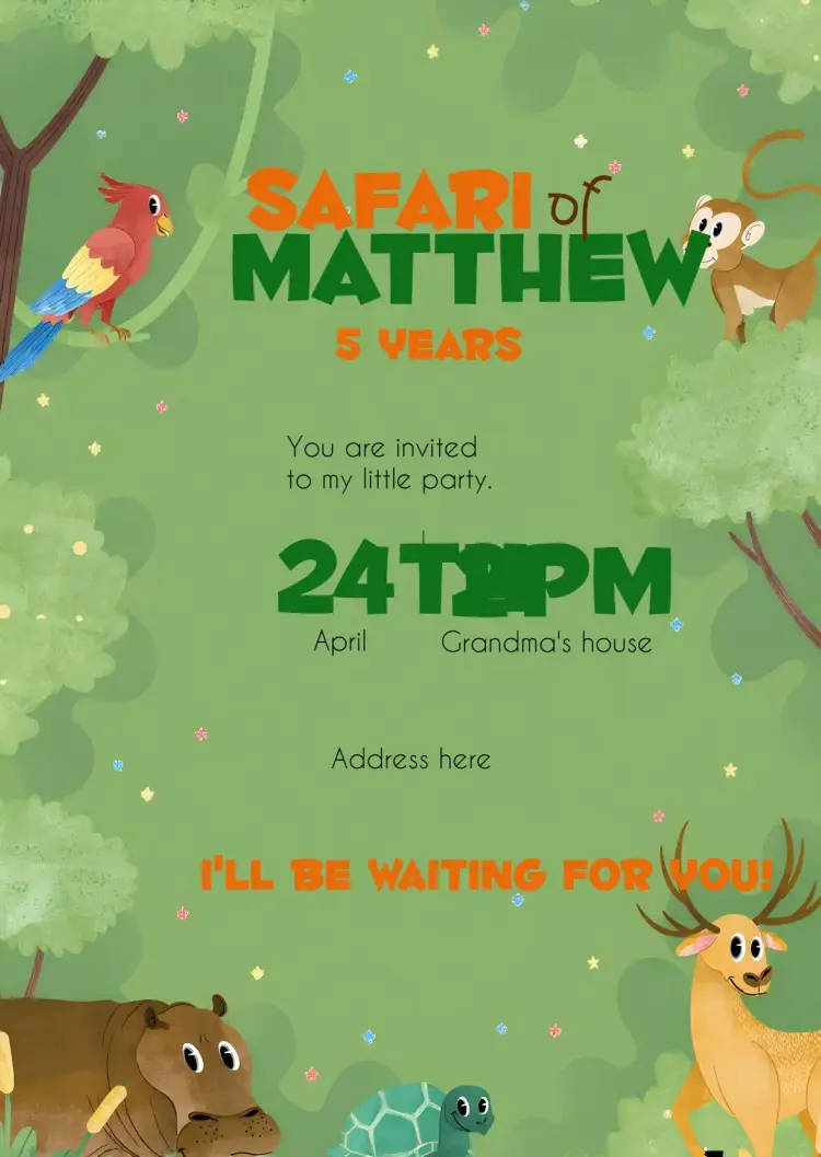 Brown Kids Safari invitation