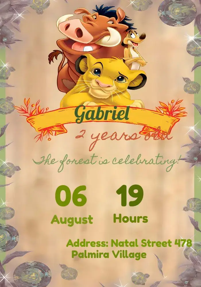 Green Lion King invitation