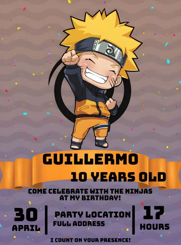 Naruto Chibi Orange invitation