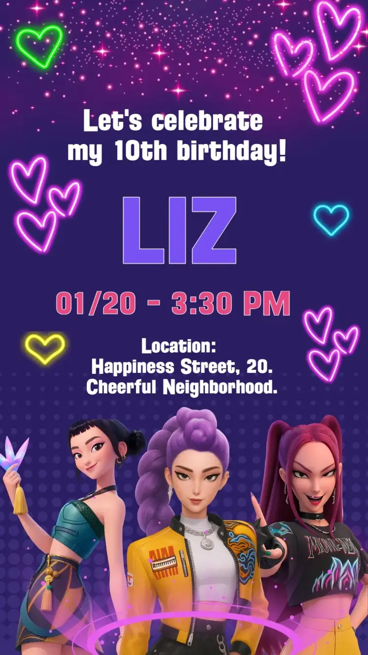 Warrior K-Pop Birthday invitation