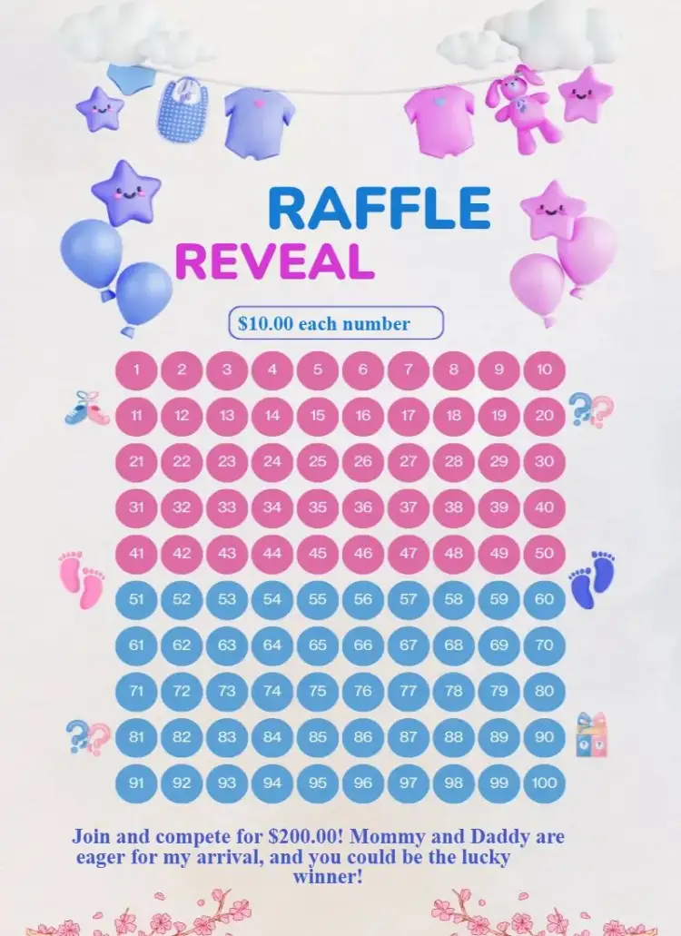 Invitation Raffle reveal – Raffle Tea theme colorful, cute, modern, minimalist, playful, childlike