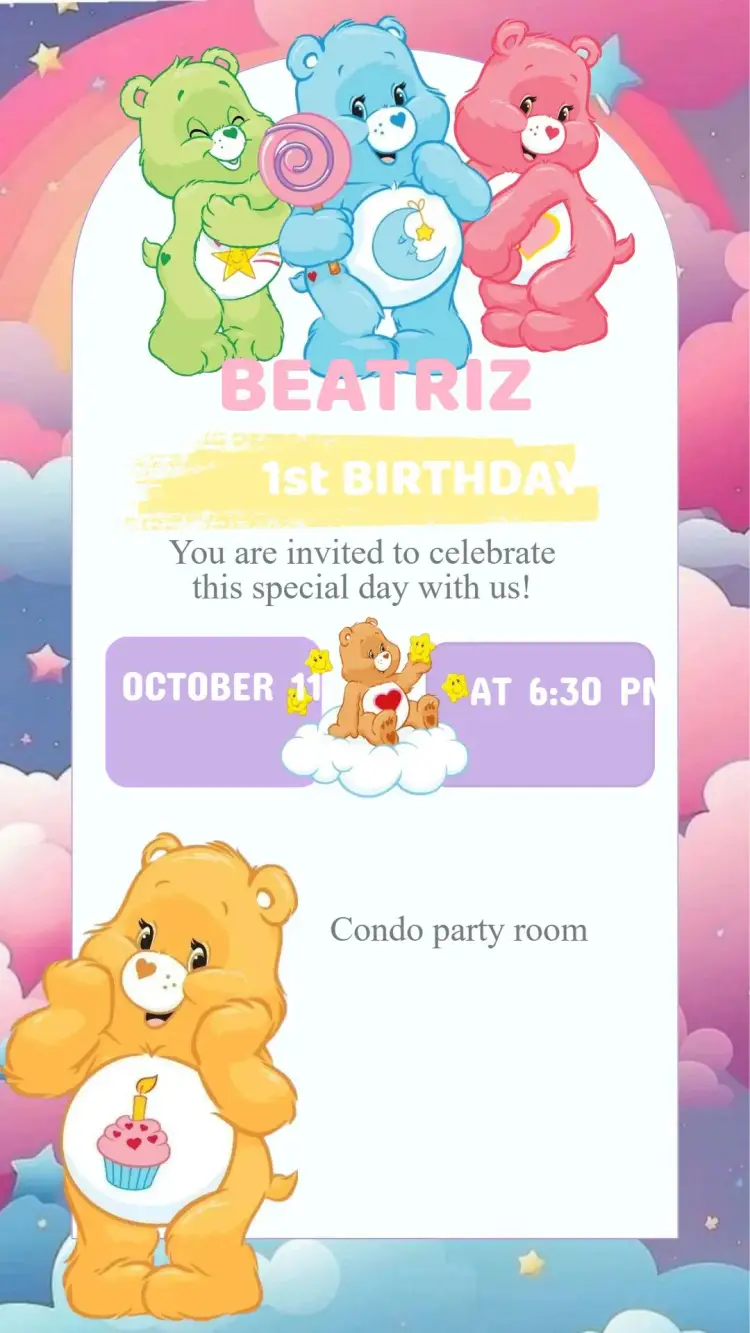 Care Bears Birthday Invitation