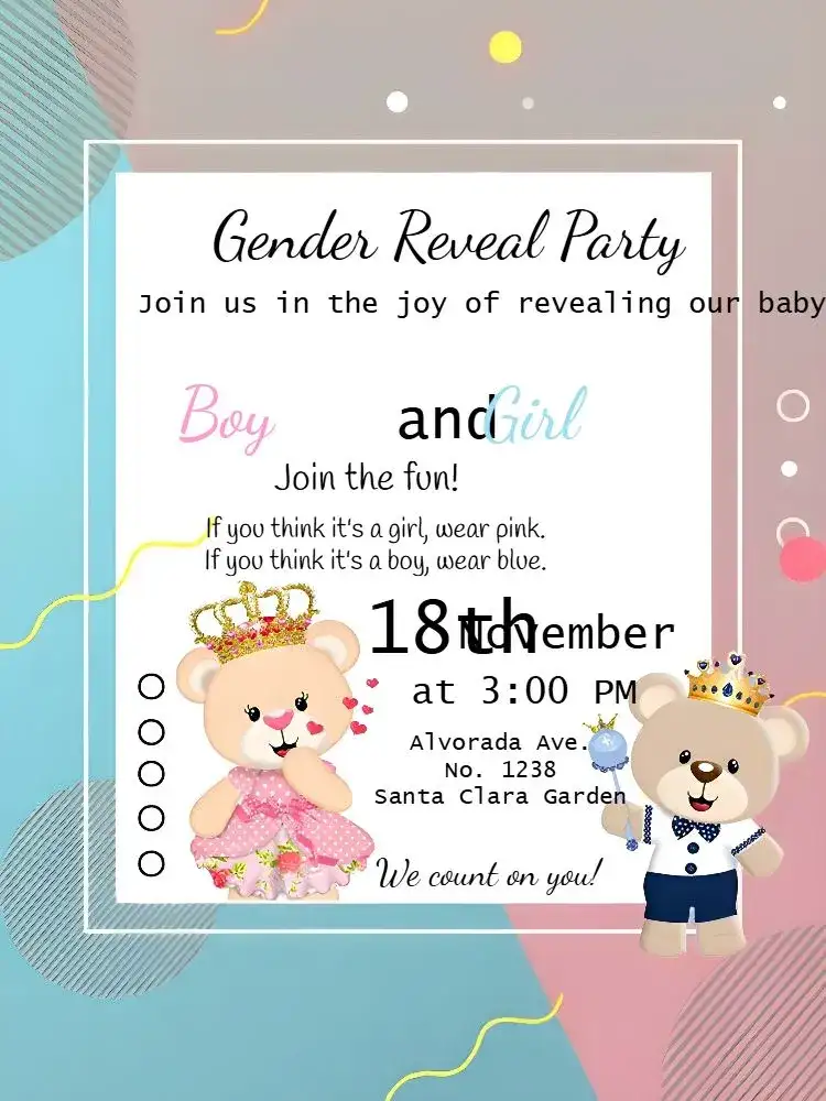 Blue Royal Teddy Bear Gender Reveal Party