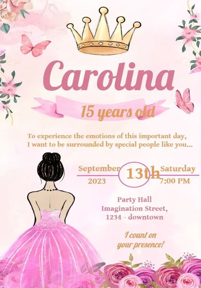 15th Birthday Princess Royalty invitation