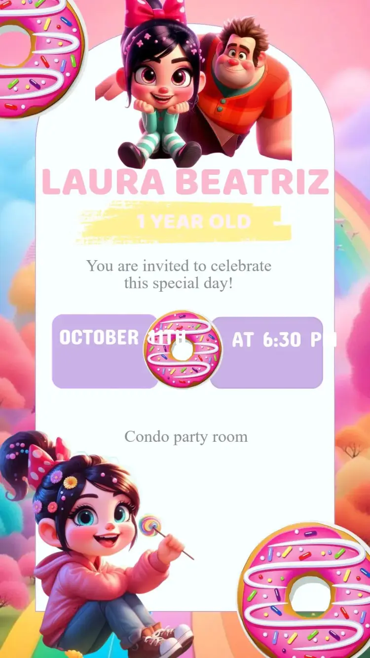 Vanelope and Halph Birthday Invitation