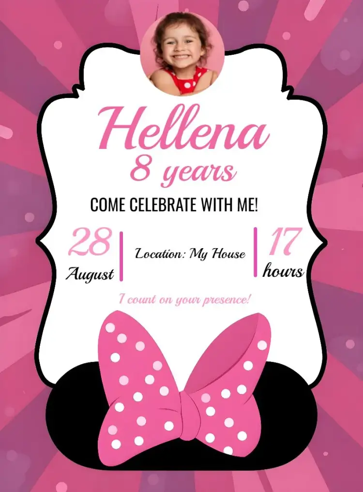 White Minnie Mouse invitation