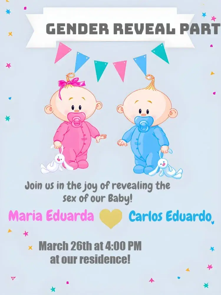 Heart Babies Gender Reveal Tea invitation