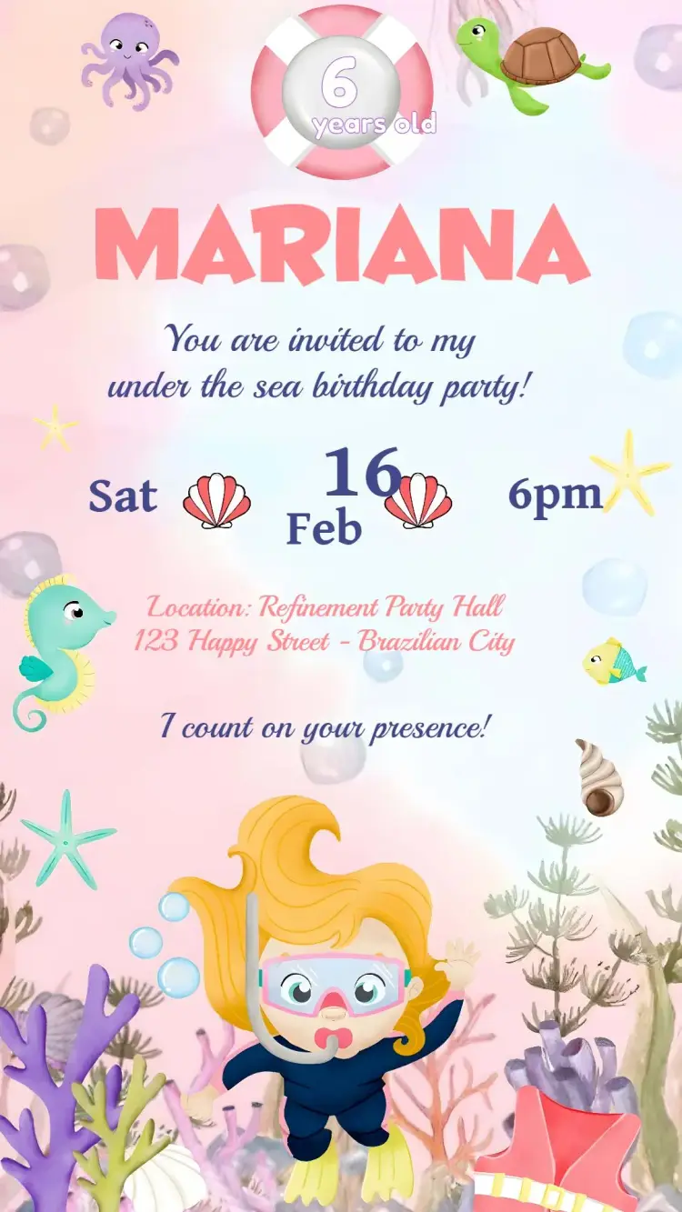 Pink Under the Sea invitation