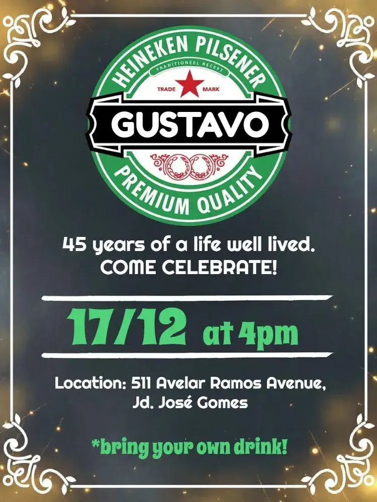 Invitation Heineken Man – Birthday theme green, gray, white, chalkboard, pub, modern