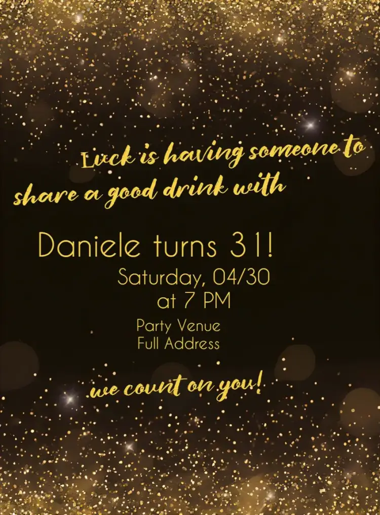Invite Golden Adult editable and customizable