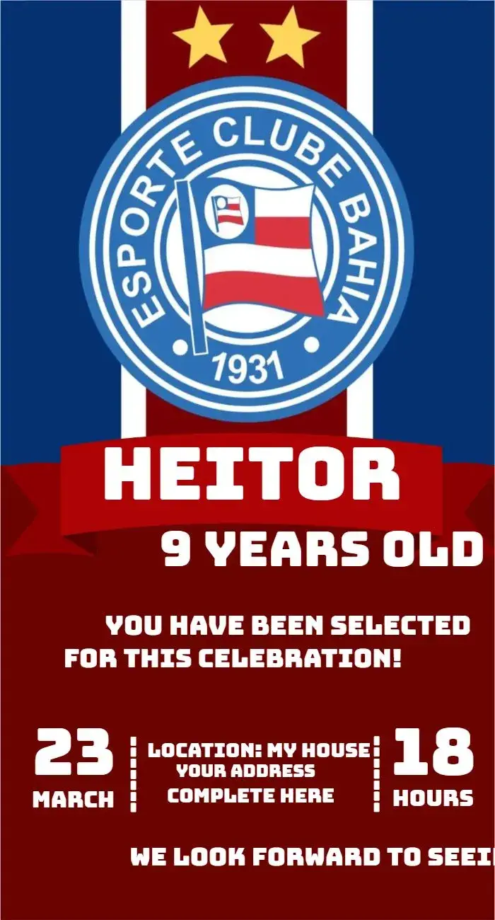 Invite Esporte Clube Bahia 1 editable and customizable