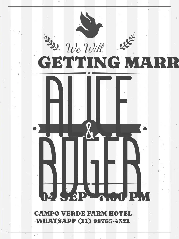 Hipster / Modern Striped Couple Wedding invitation