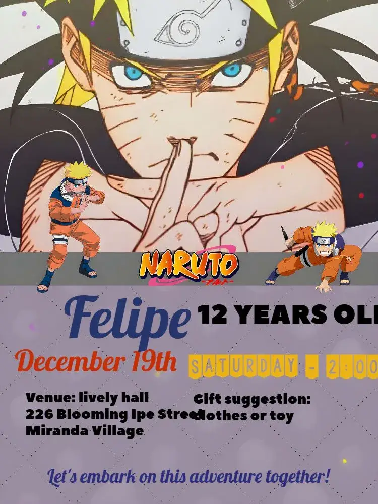 Red Naruto invitation