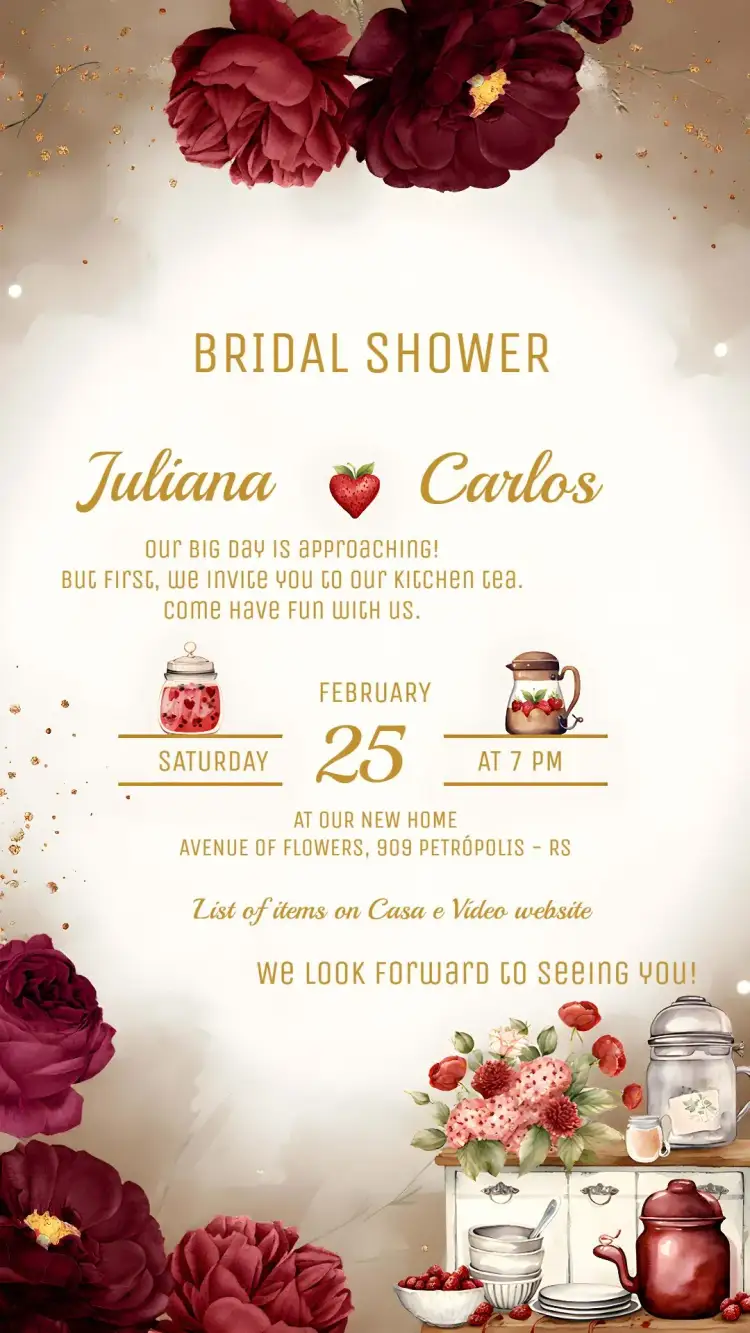 Invitation Floral Wine Kitchen Tea – Bridal Shower theme floral, elegant, vintage, romantic, rustic, modern