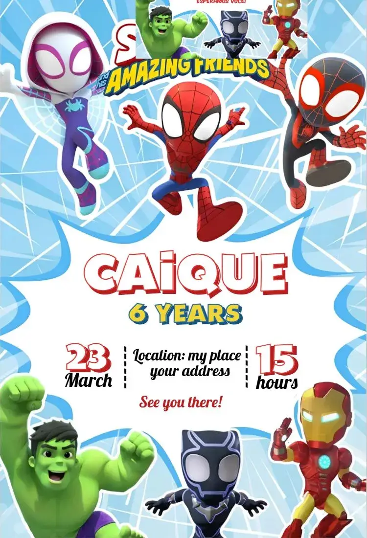 Invite Spidey and His Friends 1 editable and customizable