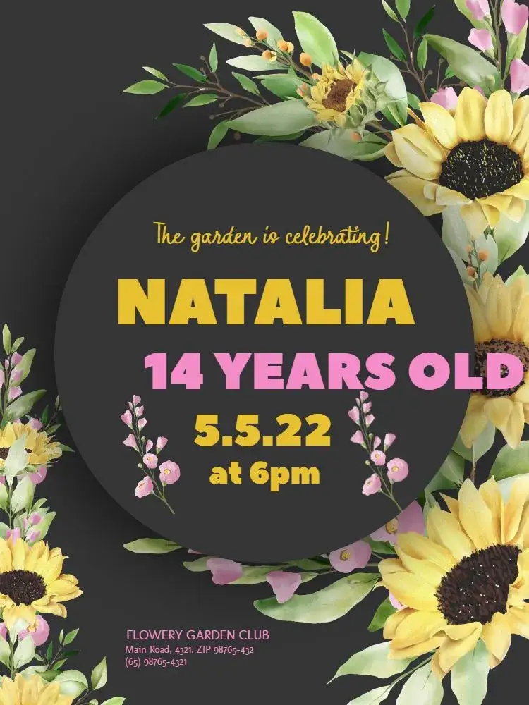 Invitation Digital Enchanted Garden Luxury Delicate – Kids' Birthday Party theme floral, luxurious, delicate, dark, modern, enchanted