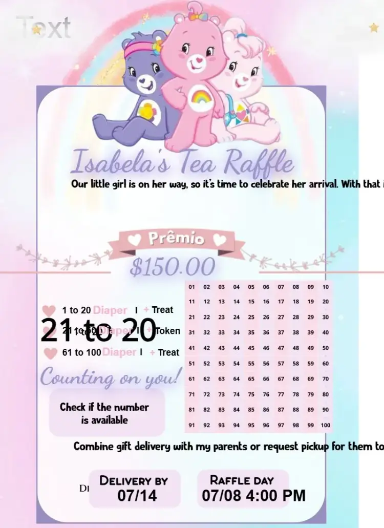 Care Bears invitation