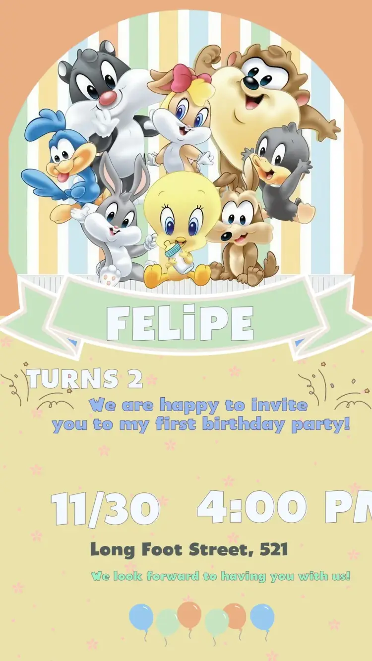 Invite Looney Tunes Baby Long