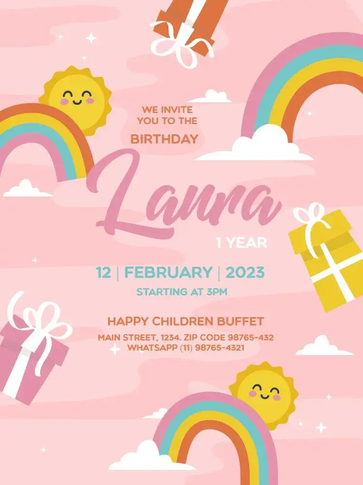 Invite Pink Child Gift editable and customizable