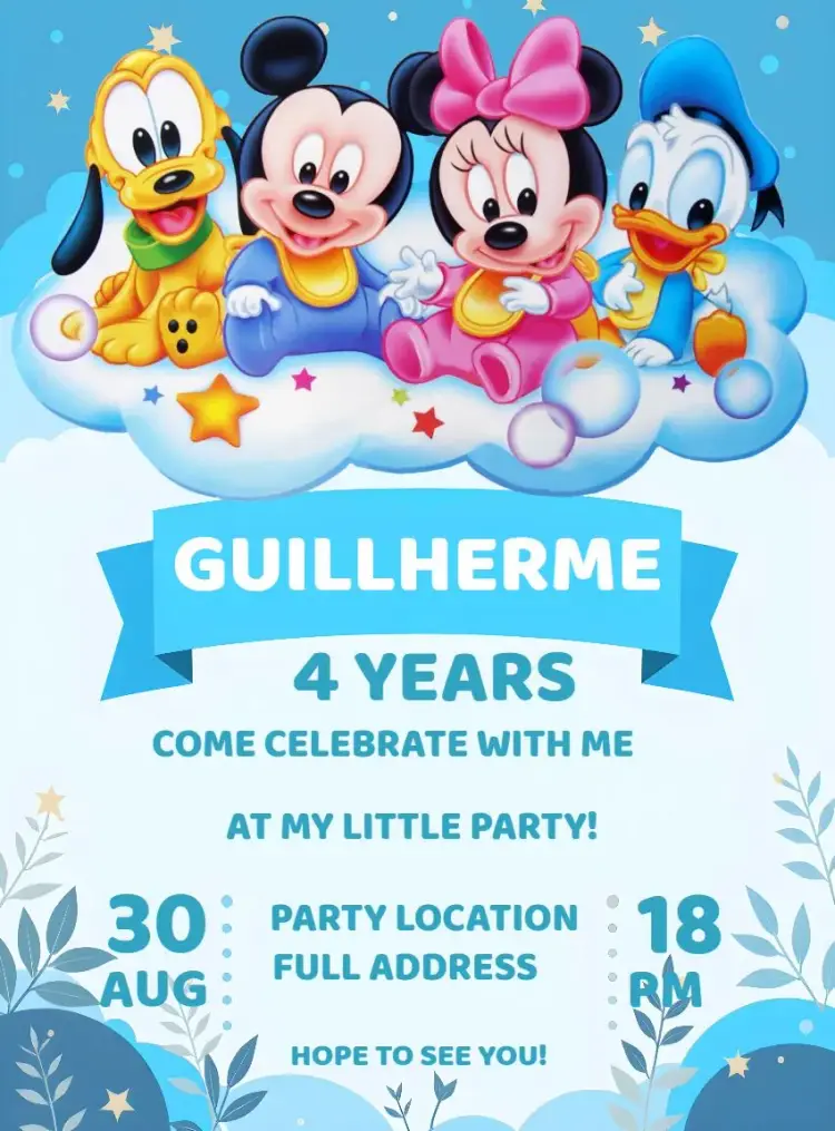Mickey Baby Blue Class invitation