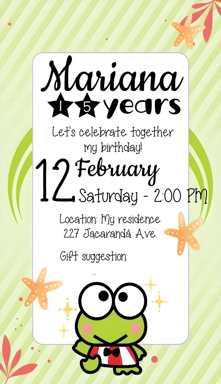 Keroppi Hello Kitty Meldy invitation