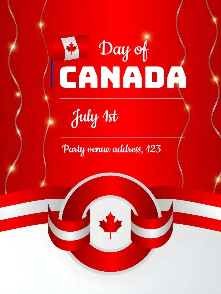 Invitation Canada Day Homeland – Commemorative Dates theme Canadian, Vibrant, Modern, Colorful, Festive, Minimalist