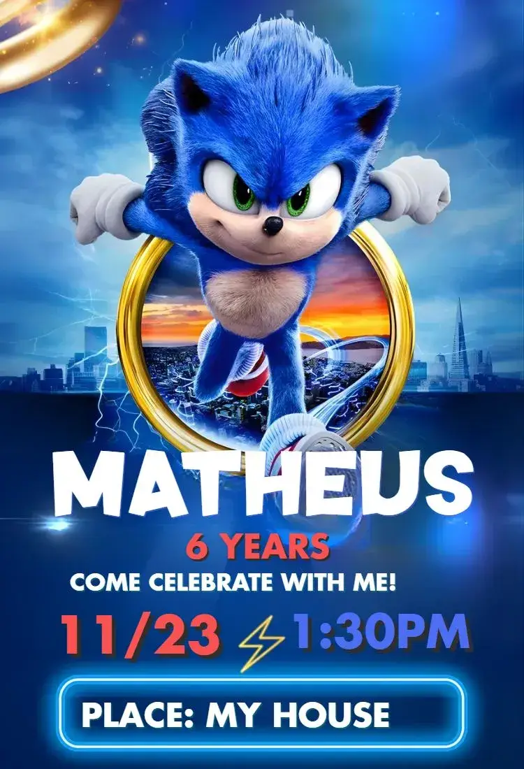 Invite Sonic Digital Invitation editable and customizable