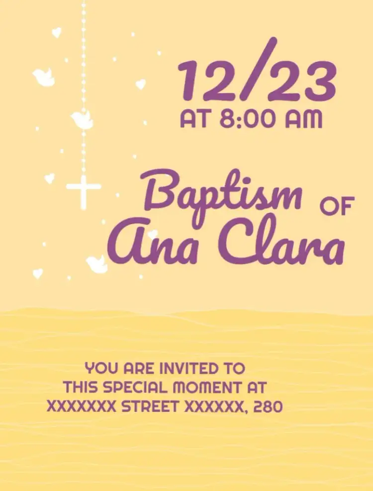 Invitation Girl Baptism Religion – Baptism theme delicate, religious, colorful, modern, childlike