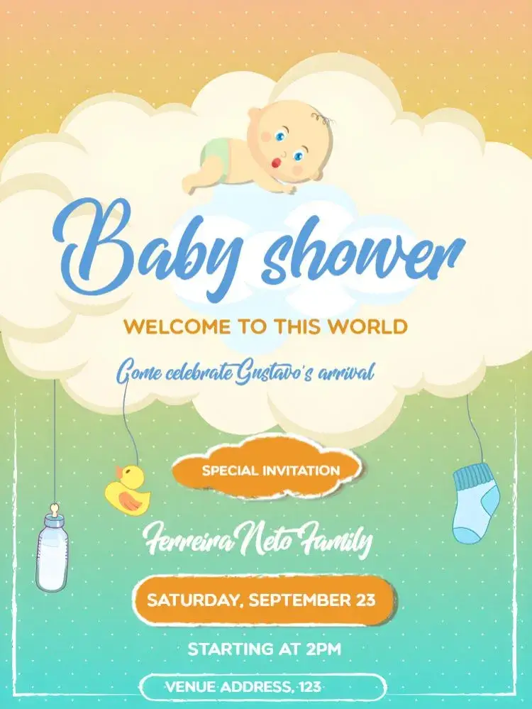 Blue Baby Shower - Boy Bottle invitation