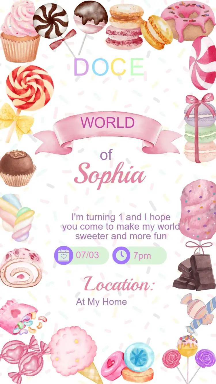Sweet World Children's Birthday Invitation